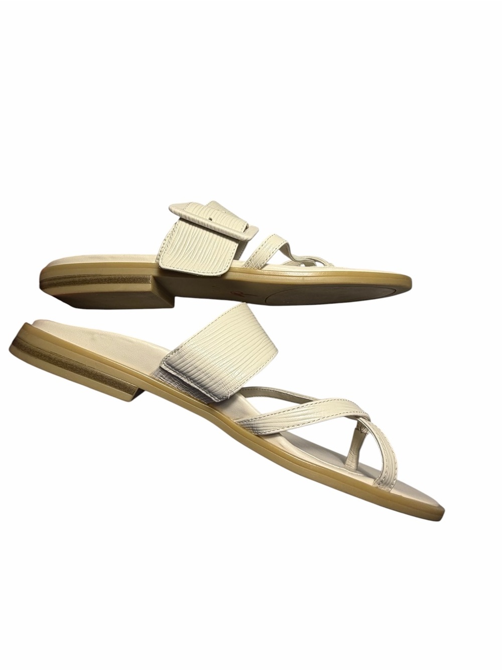 VIONIC Julep Cream Leather Strap Sandals Casual Toe Loop Style Sz 8 - Picture 10 of 12